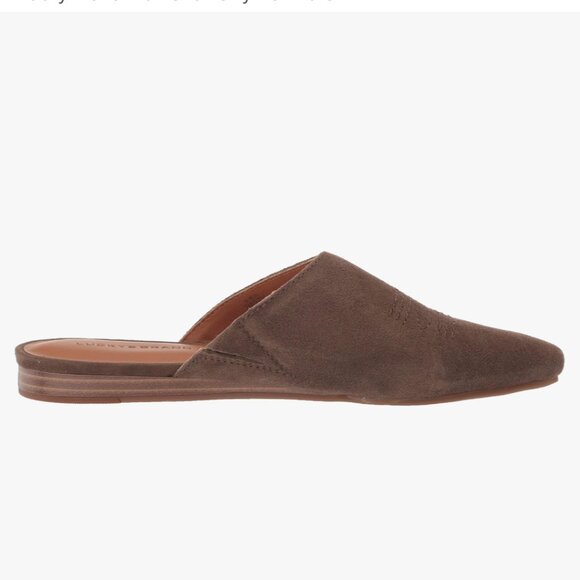 NEW Lucky Brand Women's Belky Suede Flat Mule Slip-ons in Carafe Brown Grey 7 - Picture 2 of 8